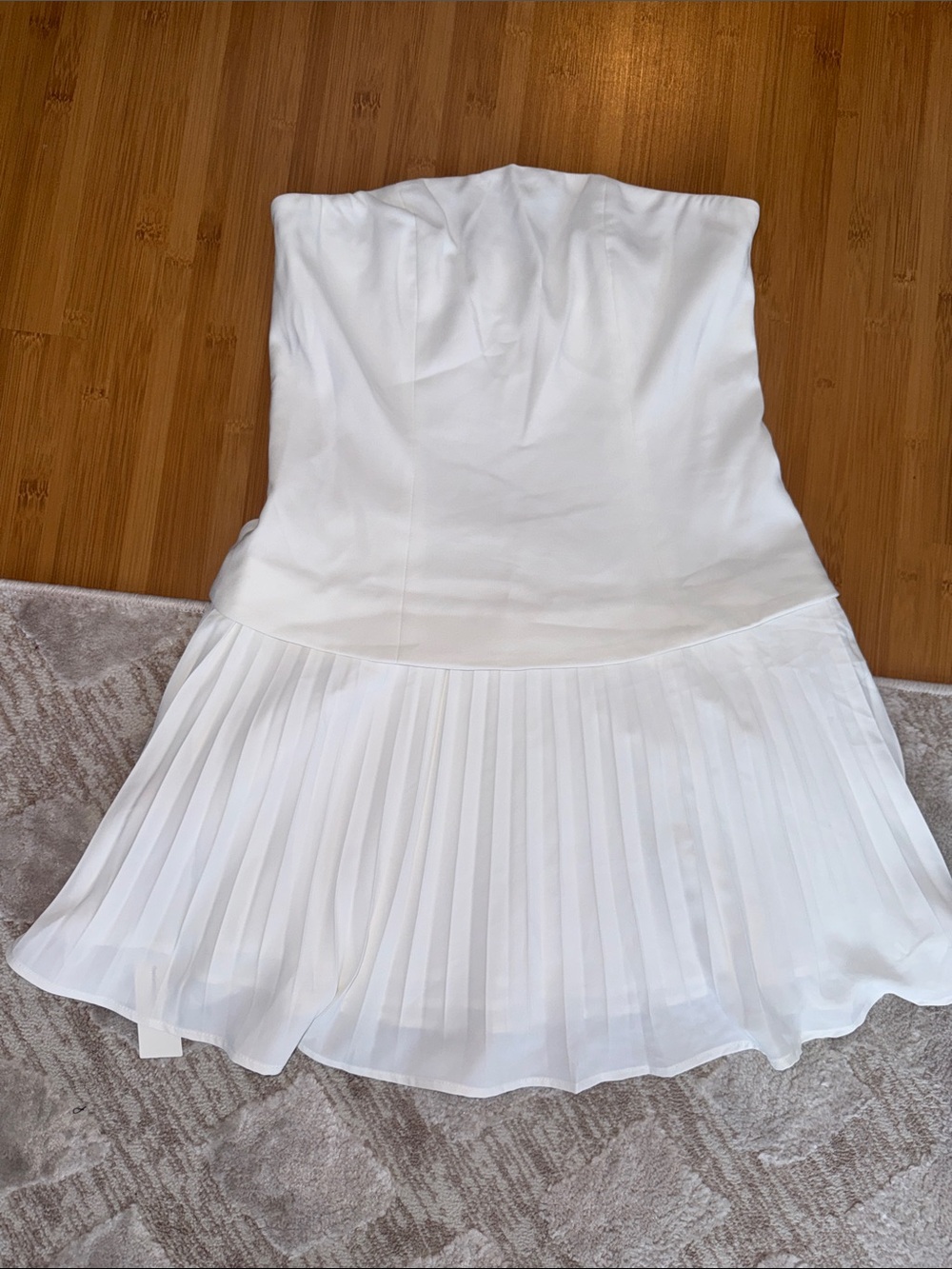 Commense White Pleated Strapless Dress